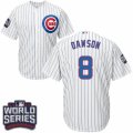 Youth Majestic Chicago Cubs #8 Andre Dawson Authentic White Home 2016 World Series Bound Cool Base MLB Jersey