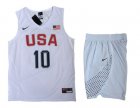 USA #10 Kyrie Irving White 2016 Olympic Basketball Team Jersey(With Shorts)