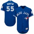 Mens Majestic Toronto Blue Jays #55 Russell Martin Blue Flexbase Authentic Collection MLB Jersey
