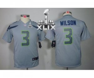 2015 Super Bowl XLIX nike youth nfl jerseys seattle seahawks #3 wilson grey[nike limited]