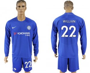 2017-18 Chelsea 22 WILLIAN Home Goalkeeper Long Sleeve Soccer Jersey