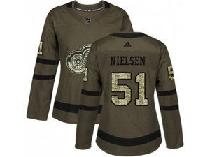 Women Adidas Detroit Red Wings #51 Frans Nielsen Green Salute to Service Stitched NHL Jersey
