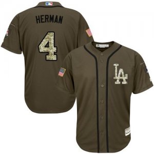 Men Los Angeles Dodgers #4 Babe Herman Green Salute to Service Stitched Baseball Jersey
