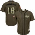 Mens Majestic New York Mets #18 Darryl Strawberry Replica Green Salute to Service MLB Jersey