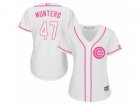 Women Chicago Cubs #47 Miguel Montero Replica White Fashion MLB Jersey