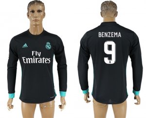 2017-18 Real Madrid 9 BENZEMA Away Long Sleeve Thailand Soccer Jersey