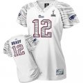 Women New England Patriots #12 Brady Zebra Field Flirt Fashion 2012 Super Bowl XLVI white