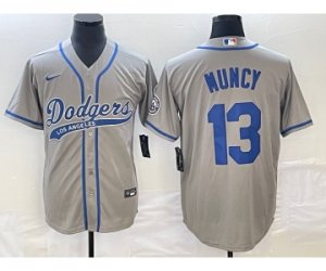 Men\'s Los Angeles Dodgers #13 Max Muncy Grey Cool Base Stitched Baseball Jersey