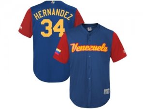 Mens Venezuela Baseball #34 Felix Hernandez Majestic Royal 2017 World Baseball Classic Jersey