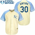Men's Majestic Kansas City Royals #30 Yordano Ventura Authentic Cream Exclusive Vintage Cool Base MLB Jersey