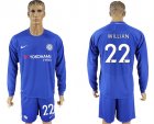 2017-18 Chelsea 22 WILLIAN Home Goalkeeper Long Sleeve Soccer Jersey