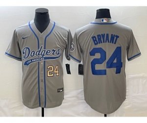 Men\'s Los Angeles Dodgers #24 Kobe Bryant Number Grey Cool Base Stitched Baseball Jersey