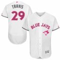 Mens Majestic Toronto Blue Jays #29 Devon Travis Authentic White 2016 Mothers Day Fashion Flex Base MLB Jersey