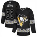 Penguins #58 Kris Letang Black Team Logos Fashion Adidas Jersey