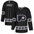 Flyers #1 Bernie Parent Black Team Logos Fashion Adidas Jersey