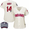 Womens Majestic Cleveland Indians #14 Larry Doby Authentic Cream Alternate 2 2016 World Series Bound Cool Base MLB Jersey
