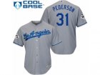 Los Angeles Dodgers #31 Joc Pederson Replica Grey Road 2017 World Series Bound Cool Base MLB Jersey