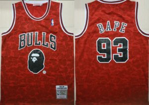 Bulls #93 Bape Red 1997-98 Hardwood Classics Jersey