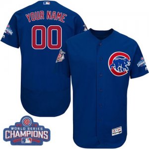 Chicago Cubs Blue 2016 World Series Champions Mens Flexbase Customized Jersey
