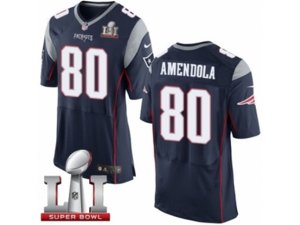 Mens Nike New England Patriots #80 Danny Amendola Elite Navy Blue Team Color Super Bowl LI 51 NFL Jersey