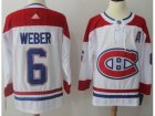 Men Adidas Montreal Canadiens #6 Shea Weber White Road Authentic Stitched NHL Jersey