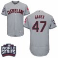 Mens Majestic Cleveland Indians #47 Trevor Bauer Grey 2016 World Series Bound Flexbase Authentic Collection MLB Jersey