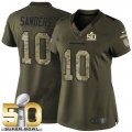 Women Nike Broncos #10 Emmanuel Sanders Green Super Bowl 50 Stitched Salute to Service