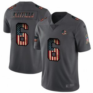 Nike Browns #6 Baker Mayfield 2019 Salute To Service USA Flag Fashion Limited Jersey