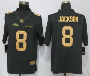 Nike Ravens #8 Lamar Jackson Anthracite Gold Salute To Service Limited Jersey