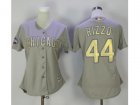 Women Chicago Cubs #44 Anthony Rizzo Grey 2017 Gold Program Cool Base Stitched MLB Jersey