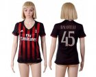 Womens AC Milan #45 Balotelli Home Soccer Club Jersey