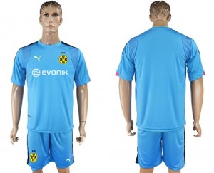2017-18 Dortmund Lake Blue Goalkeeper Soccer Jersey