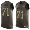 Mens Nike Indianapolis Colts #71 Denzelle Good Limited Green Salute to Service Tank Top NFL Jersey