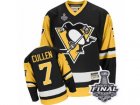 Mens CCM Pittsburgh Penguins #7 Matt Cullen Authentic Black Throwback 2017 Stanley Cup Final NHL Jersey