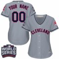 Womens Majestic Cleveland Indians Customized Authentic Grey Road 2016 World Series Bound Cool Base MLB Jersey