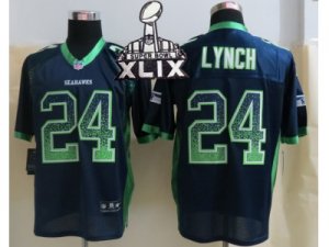 2015 Super Bowl XLIX Nike Seattle Seahawks #24 Lynch Blue Jerseys(Drift Fashion Elite)