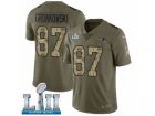 Youth Nike New England Patriots #87 Rob Gronkowski Limited Olive Camo 2017 Salute to Service Super Bowl LII NFL Jersey