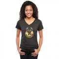Womens Milwaukee Bucks Gold Collection V-Neck Tri-Blend T-Shirt Black