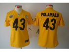 Nike Women NFL Pittsburgh Steelers #43 Troy Polamalu Yellow Jerseys W 80TH Patch