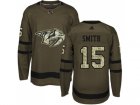 Men Adidas Nashville Predators #15 Craig Smith Green Salute to Service Stitched NHL Jersey