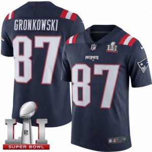 Youth Nike New England Patriots #87 Rob Gronkowski Limited Navy Blue Rush Super Bowl LI 51 NFL Jersey
