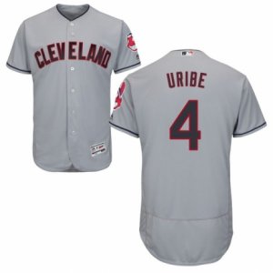 Men\'s Majestic Cleveland Indians #4 Juan Uribe Grey Flexbase Authentic Collection MLB Jersey
