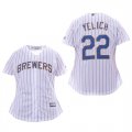 Brewers #22 Christian Yelich White Women Cool Base Jersey