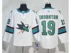 Men Adidas San Jose Sharks #19 Joe Thornton White Road Authentic Stitched NHL Jersey