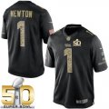 Nike Carolina Panthers #1 Cam Newton Black Super Bowl 50 Men's Stitched NFL Limited Salute to Service Jersey