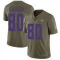 Nike Vikings #80 Cris Carter Olive Salute To Service Limited Jersey