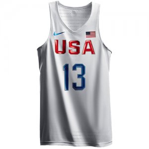 Men\'s Nike Team USA #13 Paul George Authentic White 2016 Olympic Basketball Jersey