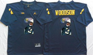 Michigan Wolverines 2 Charles Woodson Navy Portrait Number College Jersey