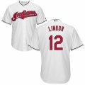Men's Majestic Cleveland Indians #12 Francisco Lindor Authentic White Home Cool Base MLB Jersey