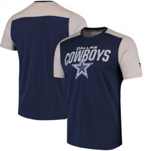 Dallas Cowboys NFL Pro Line by Fanatics Branded Iconic Color Blocked T-Shirt Navy Gray